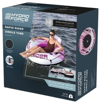 Надувний круг для плавання Hydro Force B43953 зі спинкою 135 см Біло-фіолетовий 92065 (6941607392065)
