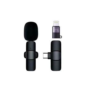 Петличный микрофон беспроводной K9 для записи звука USB-C черный для iOS и Android
