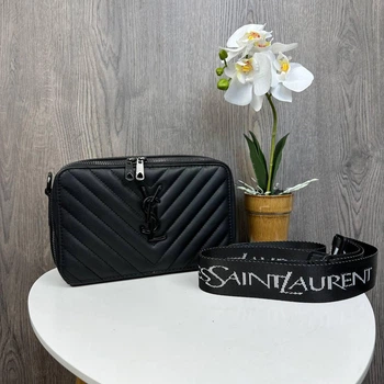 Якісна жіноча міні сумочка клатч YSL чорна екошкіра, стильна сумка на плече Store Чорний із нікелем