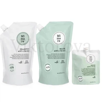 Набор для разглаживания волос Mimare: Шампунь Mimare Anti-Frizz Shampoo 480 мл + Маска Mimare Anti-Frizz Mask 480 мл + Серум Mimare Anti-frizz Serum 40 мл