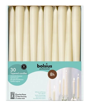 Свеча конусная Bolsius 245/24 айвори 30 шт