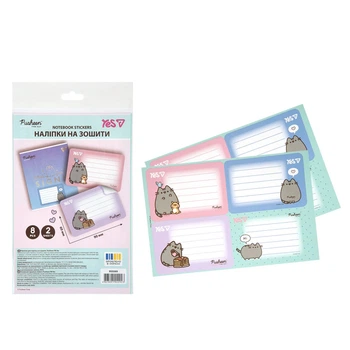 Налипки для подписи на тетради YES, 8 шт., Pusheen, (955505)
