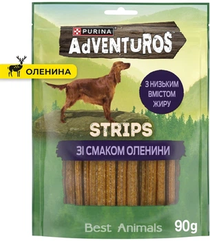 Ласощі для собак Purina Adventuros Strips Пуріна Едвенчес смужки смак оленини 90 г (7613035516472)