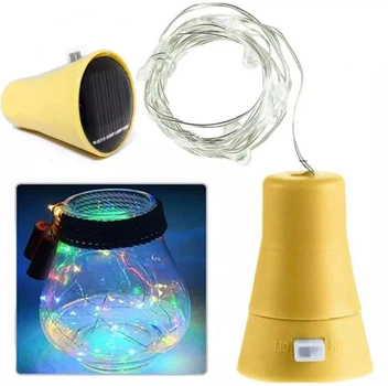 Светодиодная лампа пробка для бутылки солнечная 10 LED, 1 м, разноцветная гирлянда XJ4665