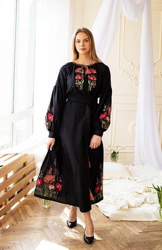 Сукня-вишиванка жіноча довга vishivano4ka 1205-5 42 чорна