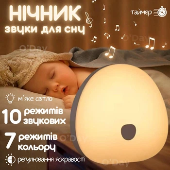 Нічник для малюків та дорослих Генератор білого шуму дитячий нічник світильник акумуляторний зі звуками для сну колонка