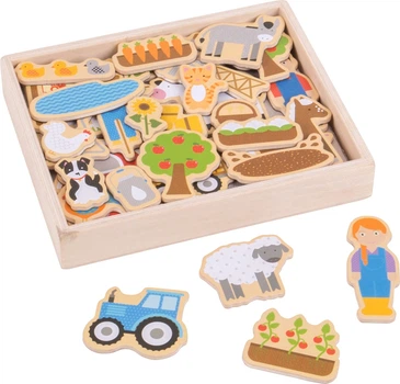 Zestaw drewnianych magnesów Bigjigs Toys Farma 35 szt 2999655 (691621192740)