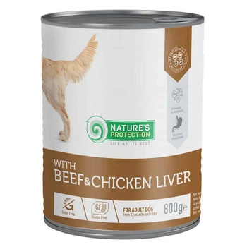 Nature's Protection Adult Beef & Chicken Liver - Консервований корм з яловичиною і курячою печінкою для собак 800 г (4771317456069)