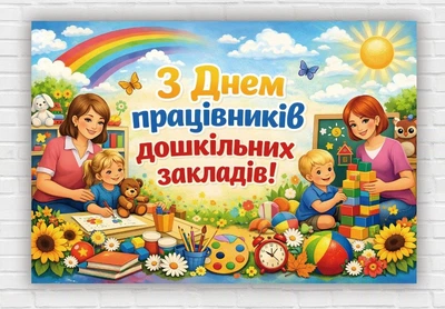 Паперовий плакат "День працівників дошкільних закладів" 110х75 см