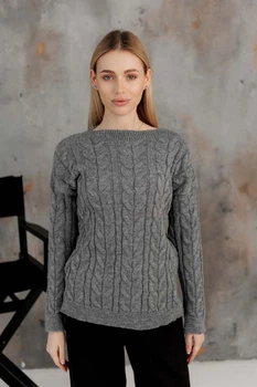 Вязаный женский джемпер Асоль ART KNIT серый с люрексом, S-M 043571