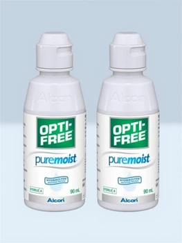 Комплект из 2 штук Раствор для контактных линз Alcon Opti-Free PureMoist 90 ml Оптифри Пур Моист увлажнение и дезинфекция