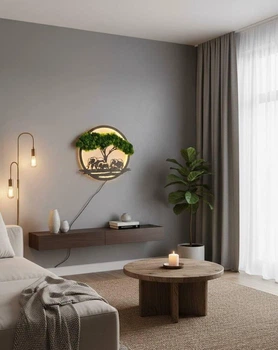 Панно,картина,дерево African nature з стабілізованим мохом фінським преміум 70 см LED