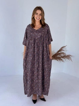 Жіноча сукня Saimeiqi зі штапелю, синього кольору з квітами, one size (1291-32)