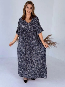Жіноча сукня Saimeiqi зі штапелю, синього кольору з квітами, one size (1291-30)
