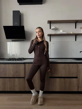 Жіночий легкий комбінезон на кнопках Uaclothes 42-44 Коричневий (like36762-171881349)