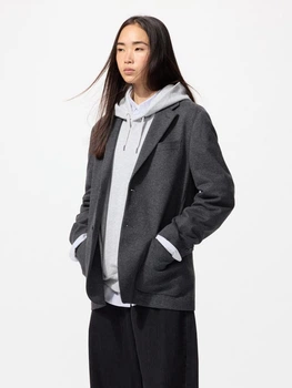 Піджак класичний подовжений жіночий Uniqlo 933141672 XL Сірий (1159856484)