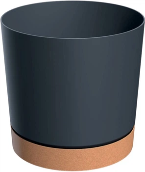 Горшок для цветов Prosperplast Tubo PM 350 мм круглый с подставкой ECO Wood Антрацит (5905197467191)