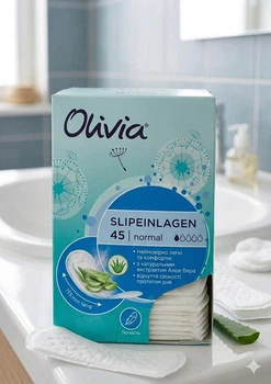 Щоденні гігієнічні прокладки з екстрактом Алоє Olivia normal slipeinlagen 45 шт 1 крапля