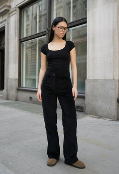 Женские Брюки Стаф Черные Бархатные Элегантные Staff Mi Velvet Black XS (387047)