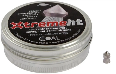 Кулі Coal Xtreme HT 5.5 мм (1.35 г) 200 шт, важкі, для потужної пневматики PCP 40 Дж