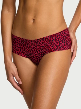 Бесшовные женские трусики чикини Victoria's Secret черные с сердечками QJT69 размер L