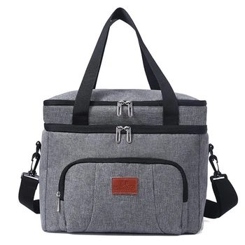 Большая термосумка Weyoung 25 л на два яруса, PEVA-подкладка, серая