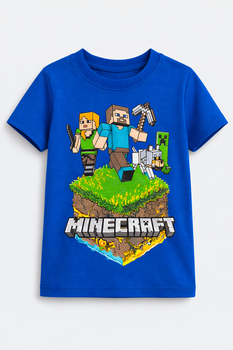 Детская футболка для мальчика Minecraft с принтом, хлопковая, 98 Синяя