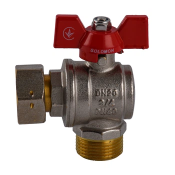 Кран шаровый угловой Solomon 3/4″ НВ с накидной гайкой (V4003-S)