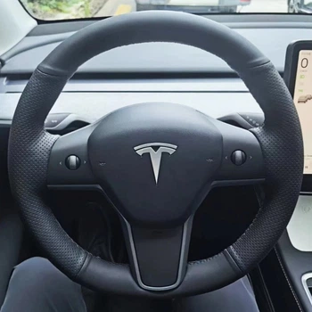 Чохол на кермо Tesla Model 3/Y 2015-2021 (шкіра/перфорація) №57
