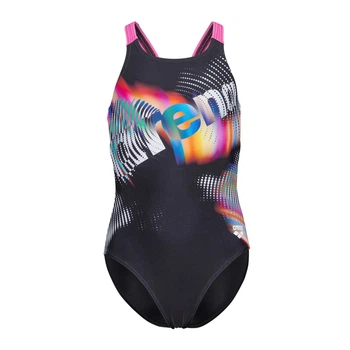 Купальник для дівчаток Arena Lit Logo Swimsuit V Back 152 см Чорний,рожевий (010690-590-152)