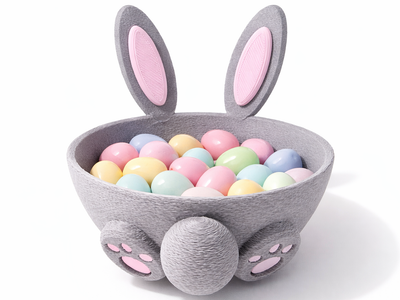 Миска Кролик Для Конфет Easter Bunny Candy Bowl Серый 15 См 3Д Печать