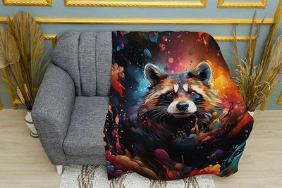 Плед iPuff «Енот в красках. Raccoon in paints» 150х210 см, Однослойный