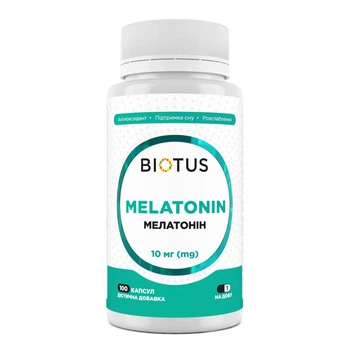 Мелатонін для покращення сну BIOTUS Melatonin 10 мг 100 капсул в упаковці (VMD-1207323)
