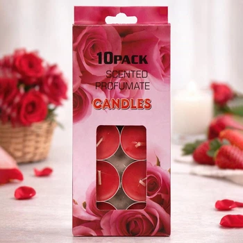 Ароматические чайные свечи таблетки, набор 10 шт, 3,5x0,8 см, Роза (Аромасвечи для аромалампы)