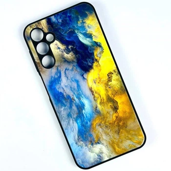 Чохол-накладка Glass Case Marble and Pattern Xiaomi Redmi 9 (Синьо-жовтий)