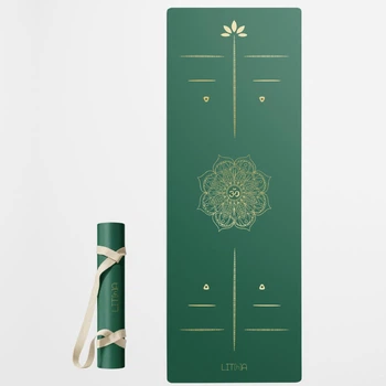 Премиальный коврик для йоги каучуковый Lita Asana Emerald PU/coconut/rubber Yoga mat изумрудный 183х68х0,5 см