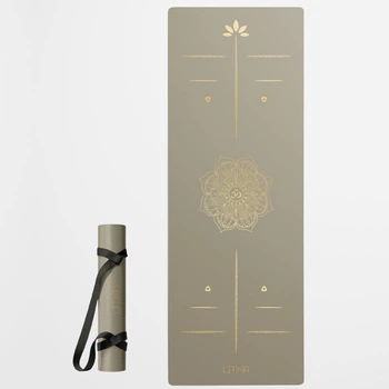 Премиальный коврик для йоги каучуковый Lita Asana Wood PU/coconut/rubber Yoga mat бежевый 183х68х0,5 см