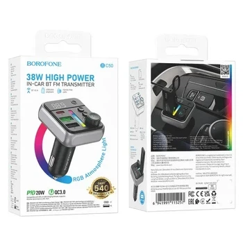 АЗП модулятор BOROFONE BC50 Ascenso PD20W+QC3.0 чорний