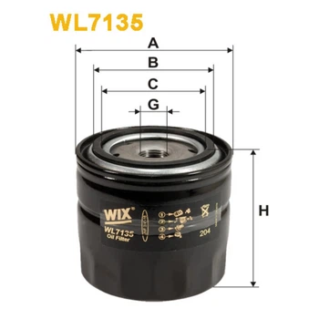 Фильтр масла WIX FILTERS Ikarus, Kaessbohrer, Scania, Bomag, Case, Claas, Fendt, Manitou, Massey F (WL7135)