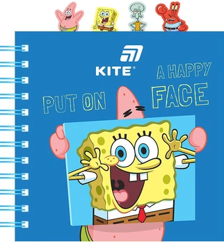 Блокнот з розділювачами на спіралі Kite Sponge Bob 80 аркушів Клітинка (SB26-278)