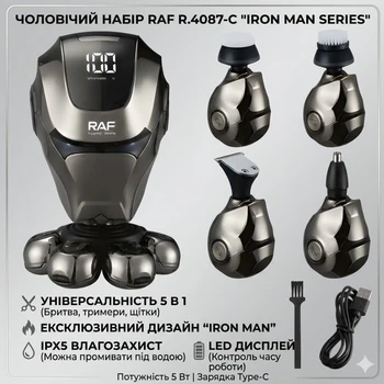 Лимитированный аккумуляторный влагостойкий триммер Iron Man Series для бороды и усов универсальная машинка для стрижки бороды и волос Raf серая