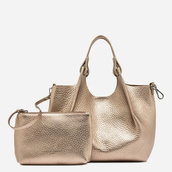 Комплект (сумка + косметичка) жіночий з натуральної шкіри Gianni Chiarini BS-9719-RNGDBL-T.U.-14368 Золотистий (800070352672)