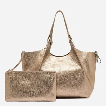 Комплект (сумка шопер + косметичка) жіночий з натуральної шкіри Gianni Chiarini BS-9720-RNGDBL-T.U.-14368 Золотистий (800070354424)