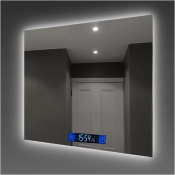 Зеркало для ванной LED ML - 08 80×120 см с подсветкой, Smart-дисплеем (часы, температура) и подогревом (антизапотевания)