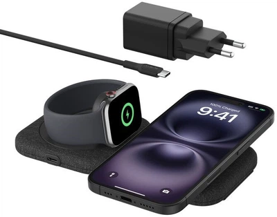 Бездротовий зарядний пристрій Belkin BoostCharge Pro 2in1 Qi2 Чорний (WIZ026VFBK)