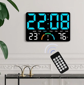 Годинник Deepfox GH-9008 LED цифровий електронний настінний/настільний Будильник Дата Температура Вологість 25х17см синій