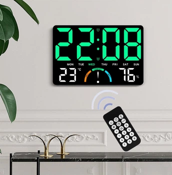 Годинник Deepfox GH-9008 LED цифровий електронний настінний/настільний Будильник Дата Температура Вологість 25х17см зелений