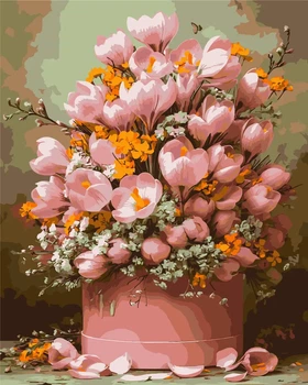 Картина по номерам "Букет из розовых тюльпанов" Origami 40x50см LW3212-01