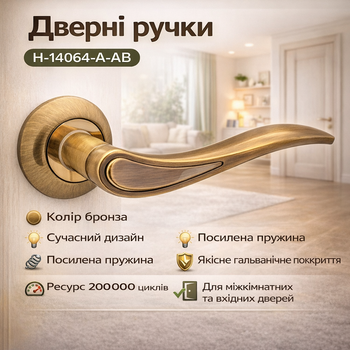 Ручки дверные межкомнатные H-14064-A-AB бронза