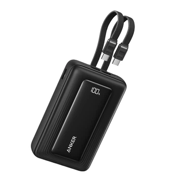 Павербанк Anker Zolo A110M 20000mAh 45W Fast Charge PD з двома вбудованими кабелями USB-C, дисплей, швидка зарядка Чорний